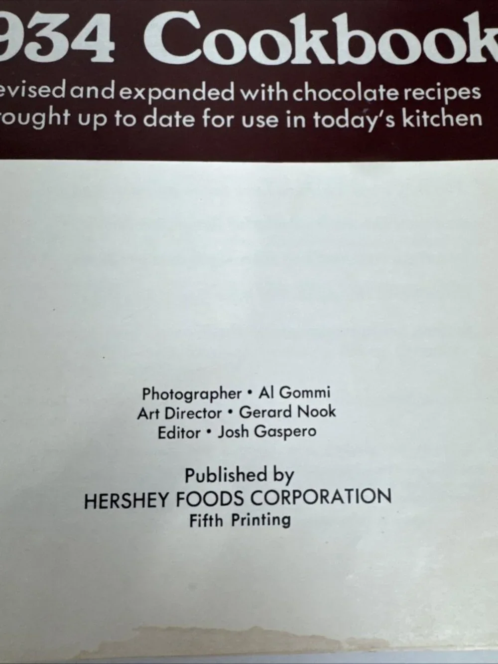 Hershey's 1934 Cookbook Revised 1971 5th Printing see 16 pics for condition